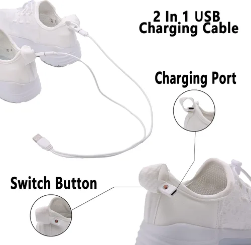 Vista 7 de YYXMS Zapatos de fibra óptica para niños y niñas, tenis iluminados para niños, zapatos intermitentes con carga USB para Navidad, festivales