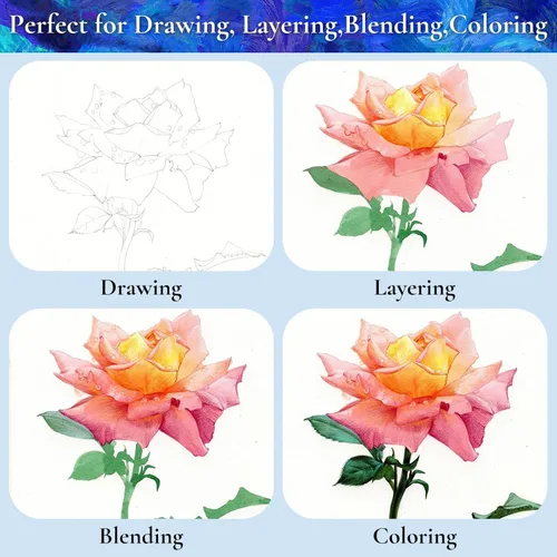 Vista 4 de iBayam 72 lápices de colores para adultos, núcleo suave, ideal para dibujar mezclas, sombreado, suministros de arte, juego de lápices