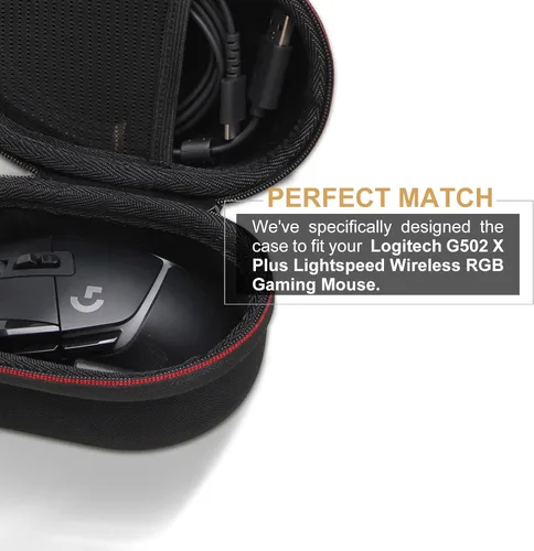 Vista 3 de LTGEM - Funda rígida de EVA para Logitech G502 X Plus Lightspeed Wireless RGB Gaming Mouse - Bolsa protectora de viaje para almacenamiento
