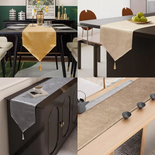 Vista 3 de BALCONY & FALCON Camino de mesa con borlas, lavable a máquina, caminos de mesa decorativos de lujo para el hogar para comedor, fiestas, banquetes
