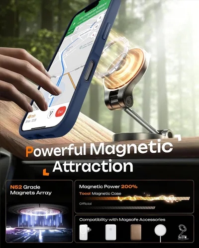 Vista 932 de TOCOL Funda para iPhone 11, compatible con Magsafe, protección completa de cámara, imanes integrados, protección contra caídas, funda translúcida