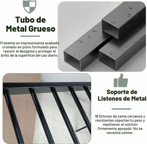 Vista 7 de Mirightone Cama elevada de tamaño completo con escaleras, camas elevadas de metal, estructura de cama elevada con estantes de almacenamiento, cama