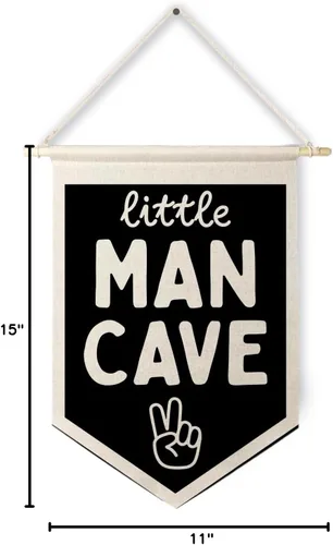 Vista 7 de Qpenm Cueva del Hombre Pequeño Bandera Colgante de Pared en Lienzo, Decoración para Habitación de Niños, Banderines Modernos en Blanco y Negro
