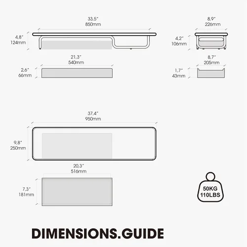 Vista 5 de Fenge Elevador de monitor doble, soporte de monitor de 37 pulgadas para escritorio, estante de escritorio de madera maciza con organizador