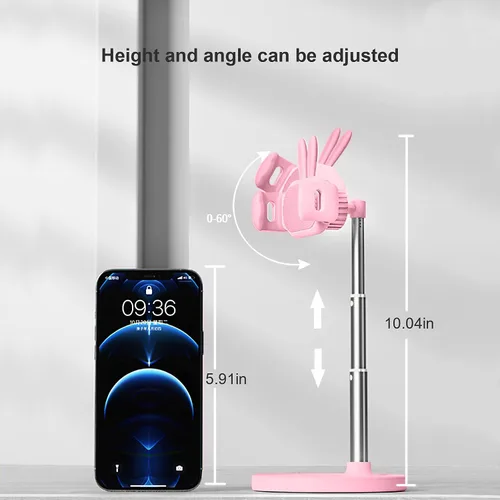 Vista 5 de OATSBASF Lindo soporte de chat, soporte de teléfono celular ajustable en ángulo para escritorio, soporte de teléfono Kawaii para grabación