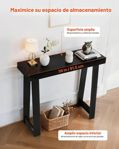 Vista 5 de VEVOR Mesa consola de 36 pulgadas, escritorio moderno detrás del sofá, escritorio de entrada rectangular de madera, soporte estrecho y largo
