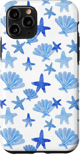 Vista 29 de Funda para iPhone 16 Coastal Nieta Azul Preppy Shells Estrellas de mar Océano Lindo Caso
