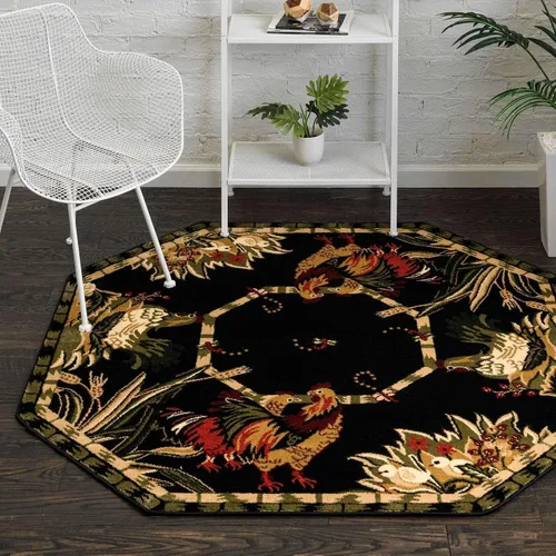 Vista 25 de Unique Loom Barnyard Collection - Alfombra de área de granja (2 pies x 3 pies 1 pulgada, rectangular, crema/negro)