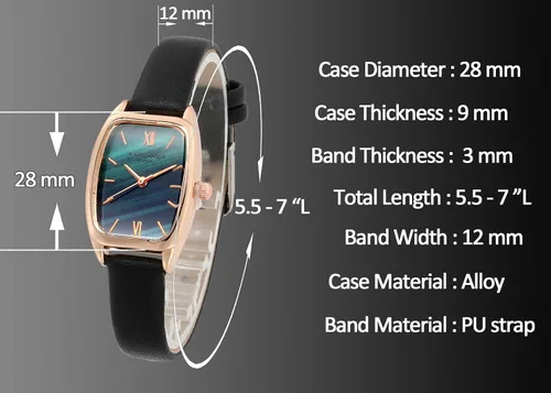 Vista 5 de Top Plaza Reloj de pulsera de cuero para mujer rectangular elegante simple analógico de cuarzo para mujer