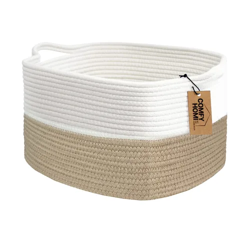 Vista 58 de COMFY-HOMI Cestas de almacenamiento de 11.5 x 7.5 x 4.7 pulgadas para organizar, cesta tejida de cuerda de algodón, caja de almacenamiento de marrón