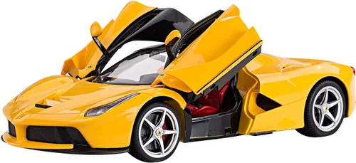 Vista 5 de Ferrari escala 1/14 FMTStore, la Ferrari, laferrari, auto modelo con control remoto por radio, R/C RTR, con puertas que se abren (amarillo)