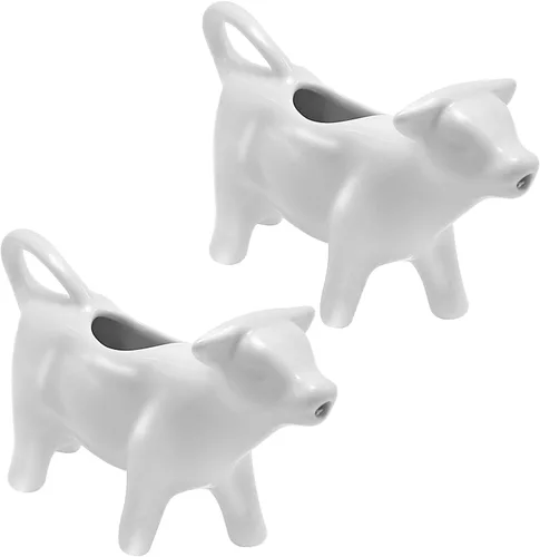 Vista 8 de Crema de cerámica con forma de vaca y jarra de salsa, mini jarra de leche de 3.4 fl oz para café, té, cocina