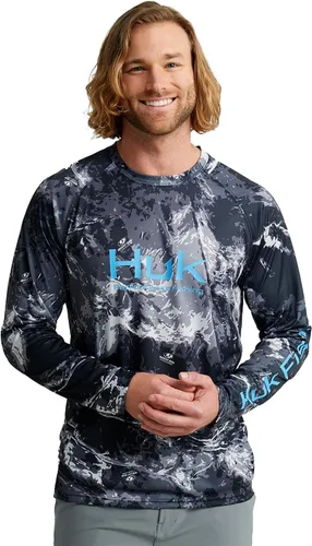 Vista 61 de Huk Pursuit Vented LS para hombre Refracción Fish Fade - San Sal/Wahoo