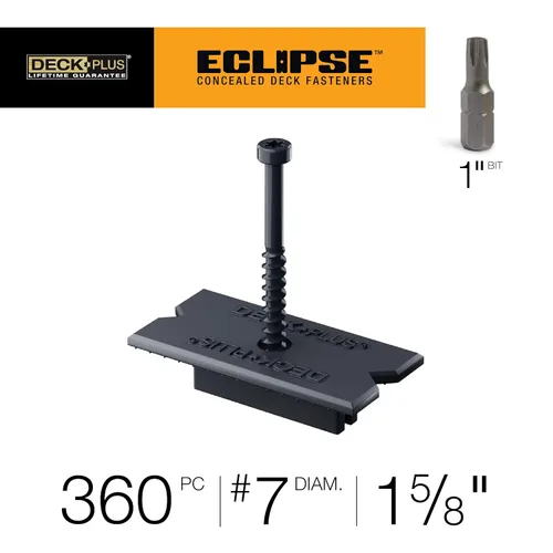 Vista 3 de Deck Plus Eclipse - Sujetadores ocultos, tornillos de cubierta, tornillos para madera, acero inoxidable, negro, paquete de 360