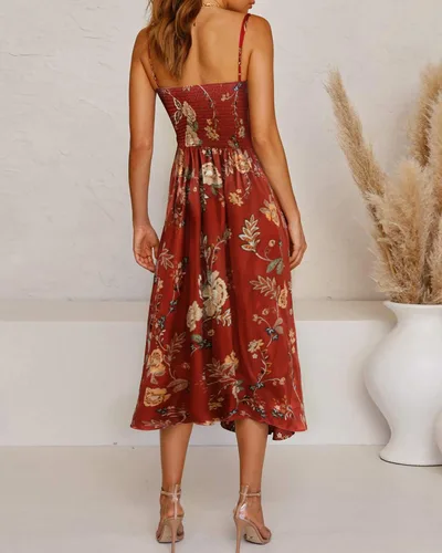 Vista 5 de Fashionme - Vestidos de satén, longitud por debajo de la rodilla, con tirantes delgados, para mujer, con lazo frontal, espalda descubierta