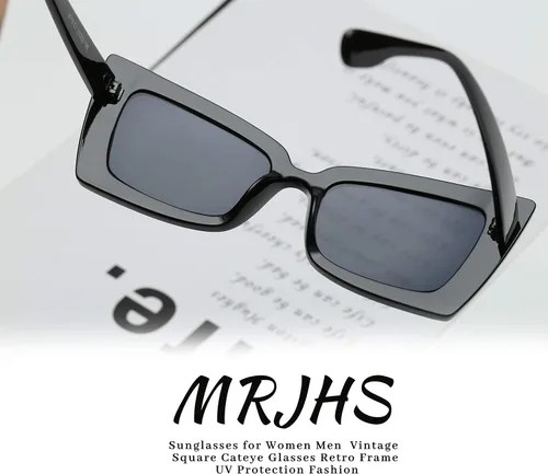 Vista 5 de MRJHS Gafas de sol vintage para mujer ojo de gato gafas de sol retro marco cuadrado gafas UV400 protección moda