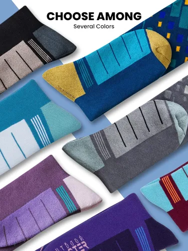 Vista 6 de OutdoorMaster Calcetines de esquí, paquete de 2 pares de calcetines de esquí y snowboard para hombres y mujeres con diseño OTC con puño
