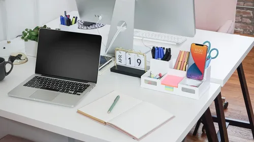 Vista 7 de Organizador de escritorio Victor con soporte para teléfono inteligente, Blanco