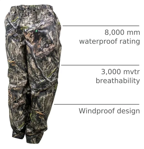 Vista 4 de FROGG TOGGS Pantalón de lluvia clásico Pro Action impermeable transpirable para hombre Elastic waist, zippered pockets, adjustable ankle closures