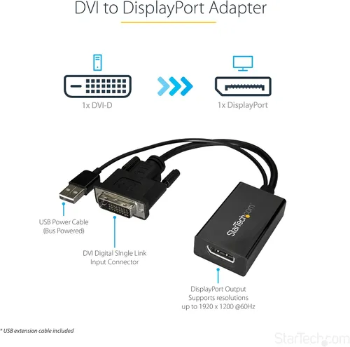Vista 2 de StarTech Utilice este convertidor Dvi a Displayport para conectar su computadora Dvi a un Dp Monit