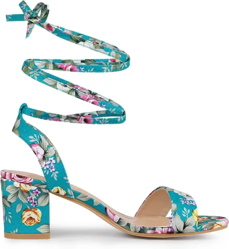 Vista 6 de Allegra K Sandalias de tacón de bloque para mujer con cordones