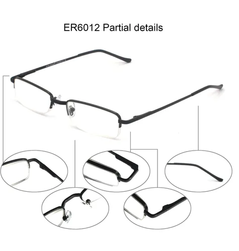 Vista 4 de Paquete de 2 lentes de lectura rectangulares de metal con media montura con estuche para hombres y mujeres