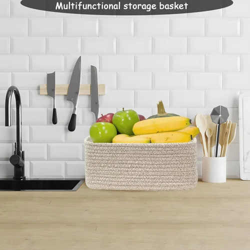 Vista 6 de COMFY-HOMI Cestas de almacenamiento de 11.5 x 7.5 x 4.7 pulgadas para organizar, cesta tejida de cuerda de algodón, caja de almacenamiento de marrón