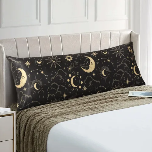 Vista 68 de EXQ Home - Funda de almohada de satén para cuidar el cabello y la piel, tamaño estándar, de seda con estampado negro, juego de 2 fundas con cierre