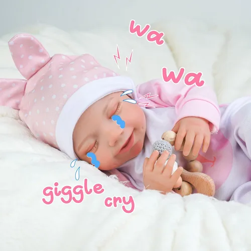Vista 5 de BABESIDE Muñecas de bebé recién nacidas realistas, de 20 pulgadas, con texto en inglés "Sweet Smile", realista, cuerpo de tela recién nacida