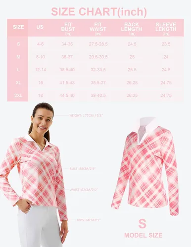 Vista 5 de JACK SMITH Polo de golf de manga larga para mujer, cuello en V, atlético, para tenis, absorbe la humedad