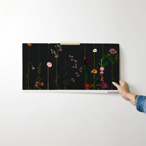 Vista 7 de Despegar y pegar papel tapiz Muestras – Moody Floral Dark Flower Stripe Wildflower Minimal Midcentury Modern Stripes Papel pintado personalizado