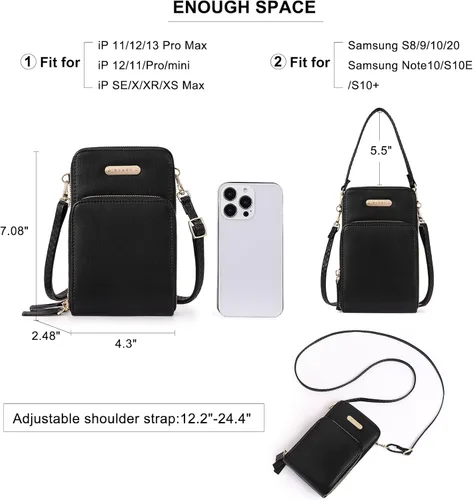 Vista 2 de CLUCI - Bolsa pequeña cruzada para mujer de piel para el hombro para celular cartera de moda diseñada para viajar