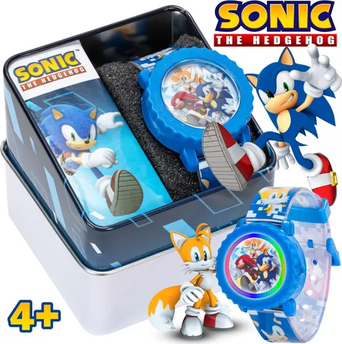 Vista 3 de Reloj digital para niños de Sonic The Hedgehog – Pantalla LED intermitente, hora fácil de leer, correa ajustable y diseño de personajes de Sonic