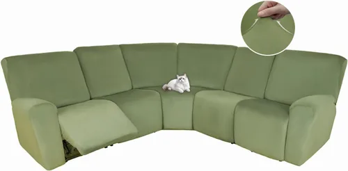 Vista 150 de HDCAXKJ Fundas de sofá seccional reclinable de terciopelo, cubierta de sofá seccional en forma de L, lavable, elástica, suave, para rincón