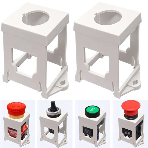 Vista 5 de Taiss 2 piezas de interruptor de botón DIN Rail soporte de montaje para pulsadores 0.866 in de diámetro, potenciómetro DIN Rail adaptador de montaje