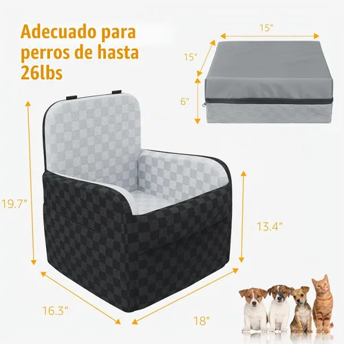 Vista 3 de PETICON Asiento de coche impermeable para perros pequeños y medianos Gris