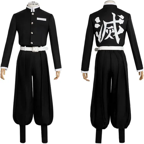 Vista 5 de Buyoem Zenitsu - Disfraz de cosplay para niños y adultos, kimono de anime para Halloween, cosplay, capa tipo kimono con aretes para peluca