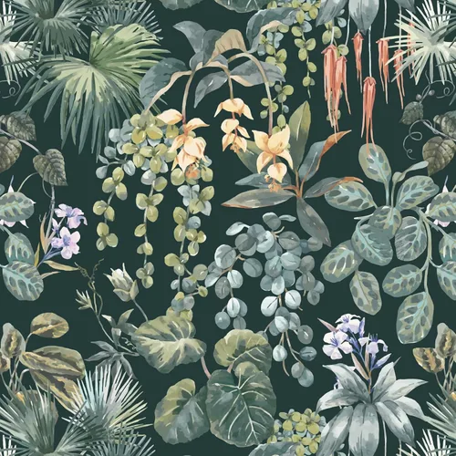 Vista 14 de Ismoon Papel tapiz verde para despegar y pegar, diseño bohemio floral y hojas en papel adhesivo grueso, papel adhesivo botánico oscuro, extraíble
