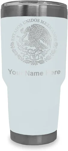 Vista 8 de LaserGram - Vaso personalizado de 20 onzas, bandera de México (negro)