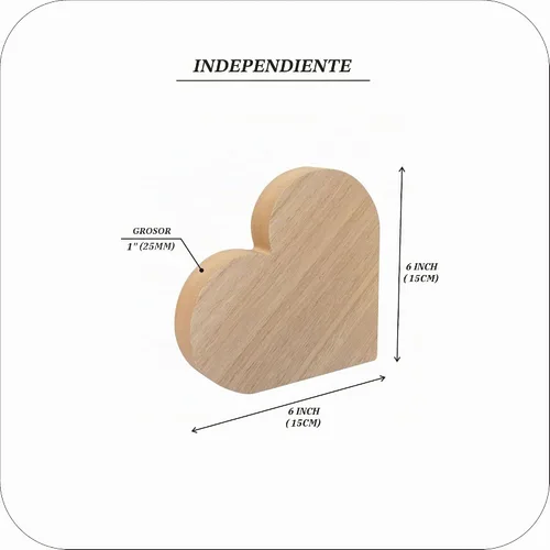 Vista 2 de Paquete de 4 letreros de madera de madera de 6 pulgadas de grosor con forma de corazón de madera de fibropanel de densidad media sin terminar