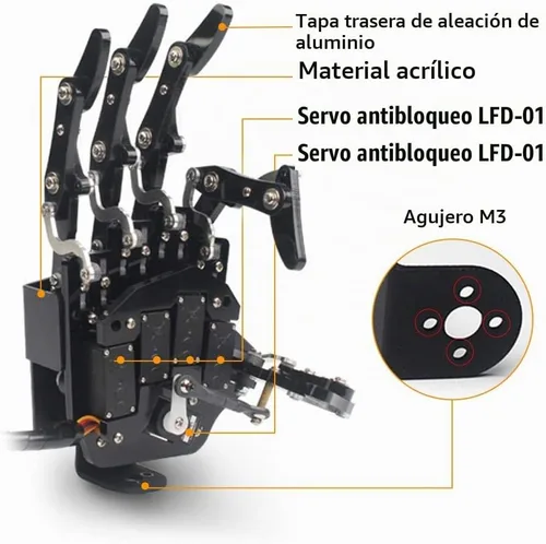 Vista 8 de Mano de Robot de Cinco Dedos con Movimiento Exclusivo, Brazo Mecánico Biónico de Robot de Bricolaje, Mano Izquierda