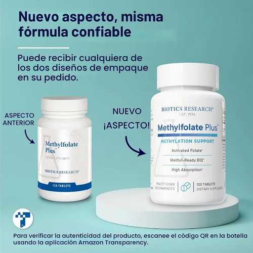 Vista 3 de BIOTICS RESEARCH Methylfolate Plus™ Suplemento bioactivo de folato y B12 Apoya la salud cardiovascular, el desarrollo fetal, la salud nerviosa