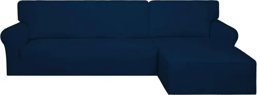 Vista 24 de PureFit - Fundas superelásticas para sofá modular en L, 2 fundas de elastano antideslizantes con borde elástico, ideal para niños y mascotas