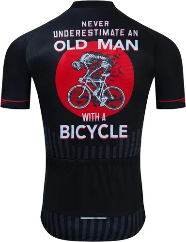 Vista 2 de Nunca subestimes a un anciano con una bicicleta Ciclismo Jersey Uniforme de bicicleta Verano (negro, 3XL), Negro