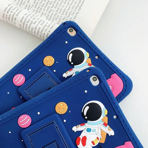 Vista 5 de Funda para Samsung Galaxy Tab A7 Lite de 8.7 pulgadas T220/T225, funda de silicona con patrón de astronautas de cosmonautas con colgante con cordón