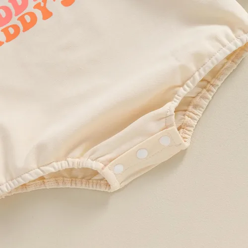 Vista 6 de Ropa para bebé recién nacida, sudadera de gran tamaño con estampado de letras, mameluco de manga larga con burbujas para otoño