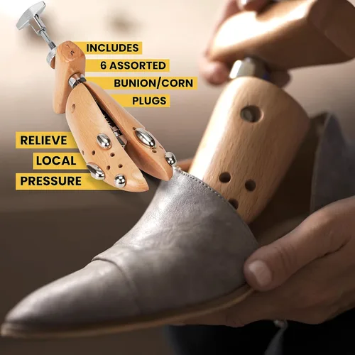 Vista 6 de HOUNDSBAY Bulldog - Estirador profesional de madera de 2 vías para hombres y mujeres, ampliador de zapatos y expansor para mujeres