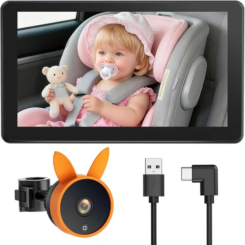 Vista 8 de Babyvue BV4 - Monitor de coche de bebé de 7 pulgadas, pantalla grande IPS 1080P con alimentación USB Plug & Play, monitor de asiento de automóvil
