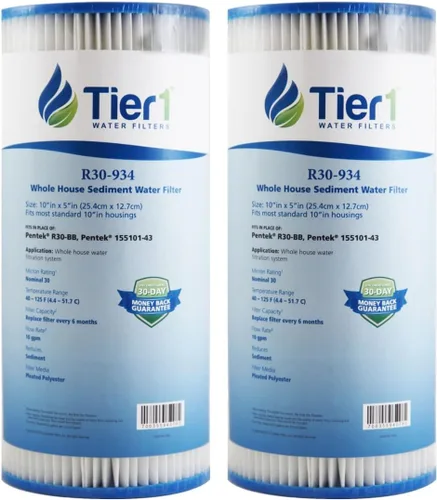 Vista 21 de Tier1 Filtro de agua de 30 micras de 10 x 4.5 pulgadas Cartucho de sedimento plisado de poliéster para toda la casa Reemplazo para filtro