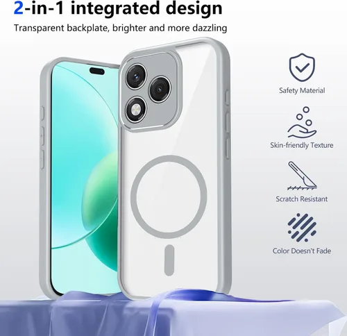 Vista 229 de Funda magnética transparente compatible con Xiaomi 17T, color negro 2 en 1 PC + TPU cubierta de teléfono a prueba de golpes, carcasa protectora